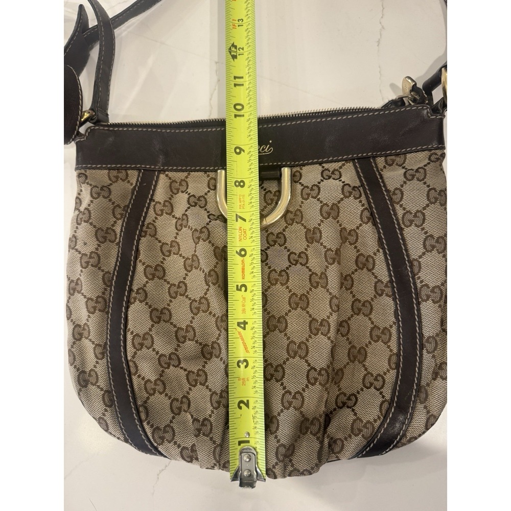 Gucci Abbey Crossbody Shoulder Bag 203257 Gg Canvas Leather Beige Dark Brown/COA - Picture 7 of 7